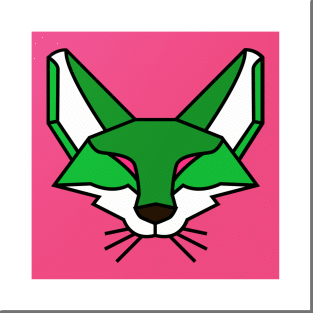 Geometric Green Fox Posters and Art